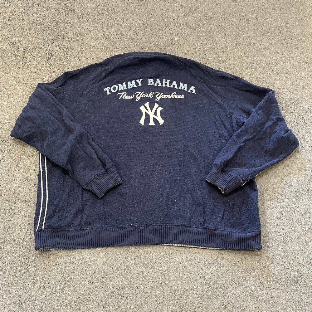 Tommy Bahama New York Yankees Dark Navy Half-Zip Sweatshirt Men's Size 2XL